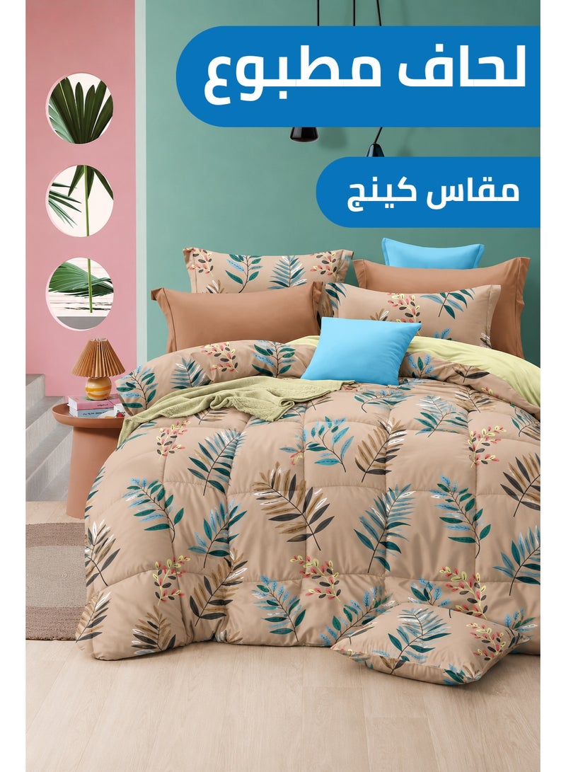 Palm Breeze Printed Comforter Set King Size 245 x 260 cm with Flat Bedsheet & Pillow Covers – Premium Printed Bedding Set - Image 1
