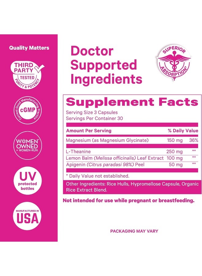 Pink Stork مغنيسيوم جليسينات من بينك ستورك، L-ثيانين، بلسم الليمون - مغنيسيوم خالي من الميلاتونين لدعم النوم - هدوء واسترخاء طبيعي - 90 كبسولة - Image 4