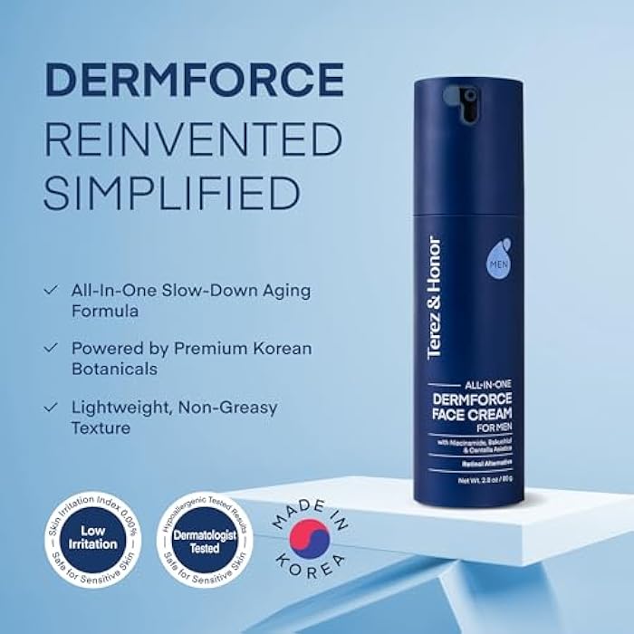 TEREZ & HONOR 6-in-1 Face Cream for Men: Korean DermForce Anti-Aging Moisturizer with Niacinamide, Bakuchiol & 5-CICA – Hydrates, Smooths & Helps Reduce Wrinkles, Dark Circles & Eye Bags – 2.8 oz - Image 2