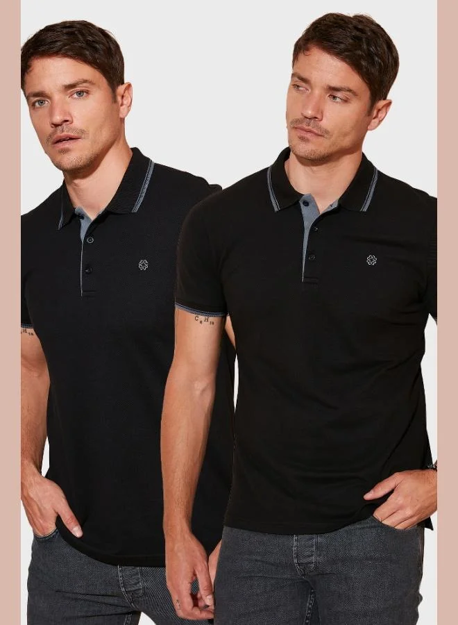 بوراتي قميص بولو رجالي قطن بوراتي بقصة ضيقة بياقة زر قطعتين