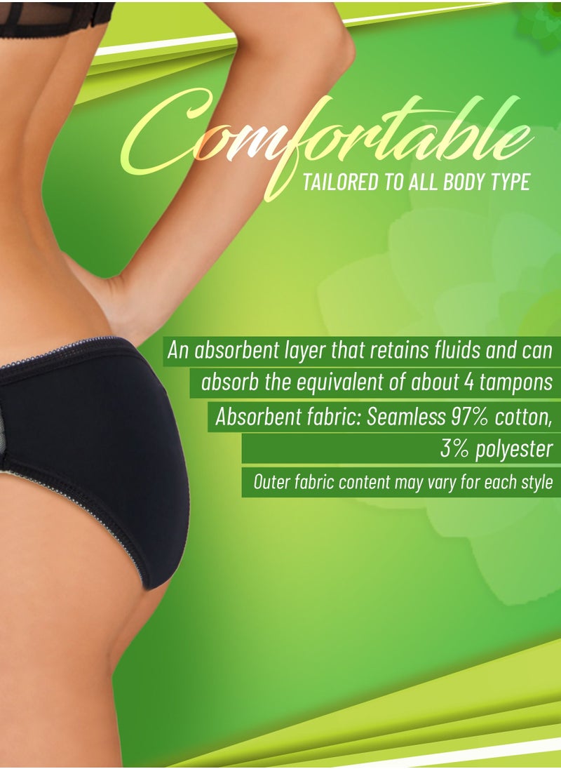 Free Lily Eco friendly Reusable, NO Pads or Tampons, Period Women Underwear,Period Panties,Anti-Odor,Absorbent-Anti-Leak Menstrual Underwear Heavy Days Free Lily-Lace Underwear-46-48-Extra Large  - Image 3