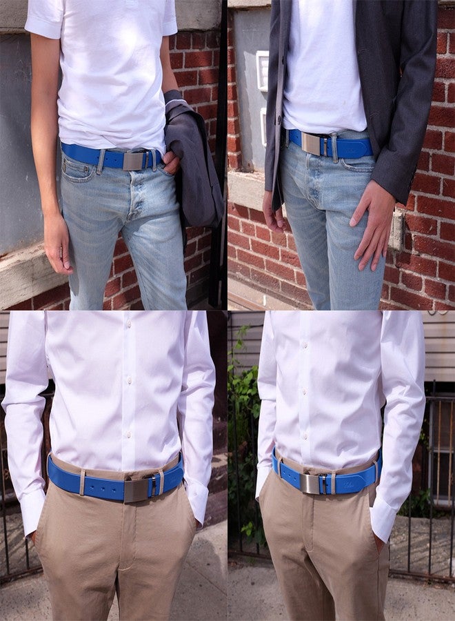 Falari Men's Dress Belt Jeans Belt Genuine Leather 9026-BLUE-L40 - Image 3