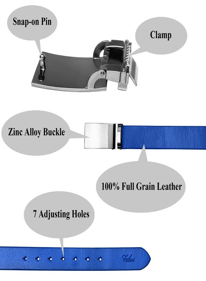 Falari Men's Dress Belt Jeans Belt Genuine Leather 9026-BLUE-L40 - Image 5