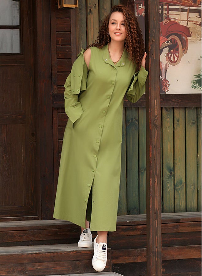 Ship Master Chic Linen Dress with Buttons & Cropped Jacket – Casual Yet Classy Look!  - Image 2