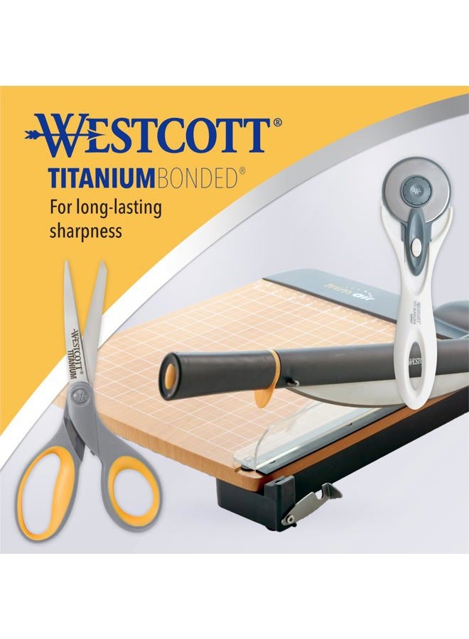 Westcott ‎17598 8-Inch Titanium Scissors for Office and Home, Yellow/Gray, 4 Pack - Image 5