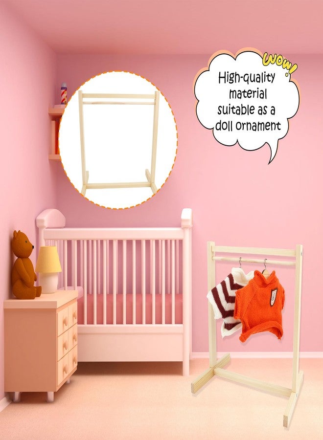 Flahard 17 Pcs Wood Doll Garment Rack with Wooden Clothes Hanger Mini Wooden Girl Doll Clothes Hanger Organizer Storage Shelf for 18 Inch Girl Doll Clothes Baby Dollhouse (Color Set 1) - Image 5
