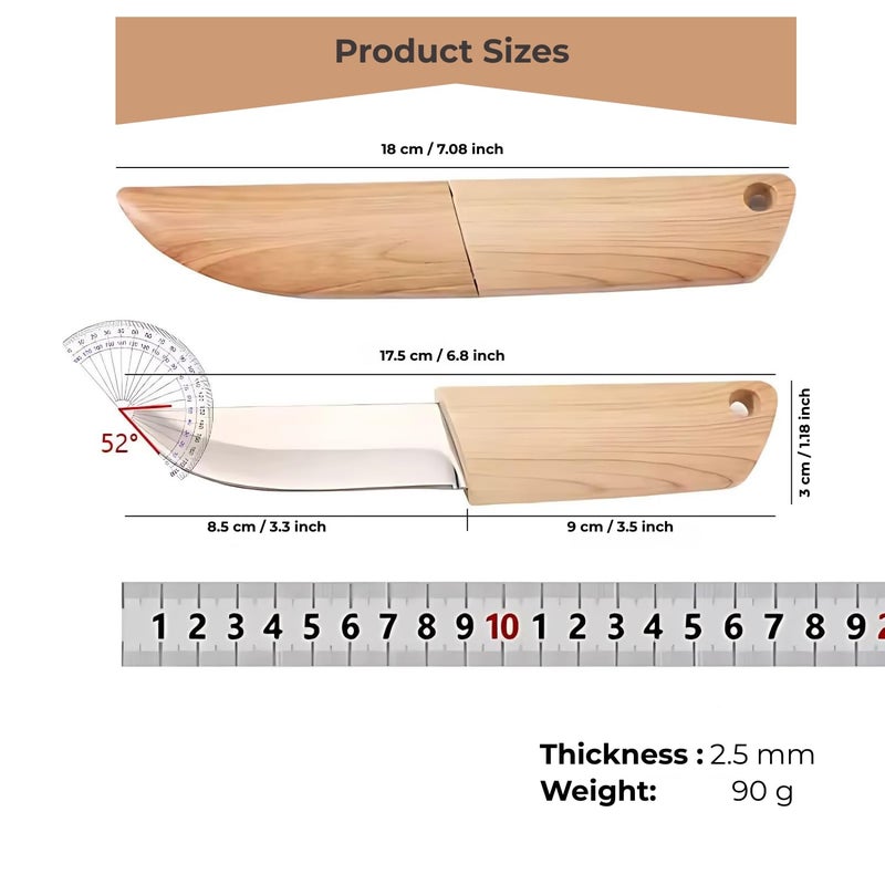 JUWIL سكين مطبخ ثابتة من الفولاذ المقاوم للصدأ مع مقبض ABS وغطاء واقي، شفرة حادة متعددة الاستخدامات للمطبخ، والأنشطة الخارجية، والشواء، والاستخدامات العامة، تصميم متين ومقاوم للصدأ وآمن وأنيق - Image 2