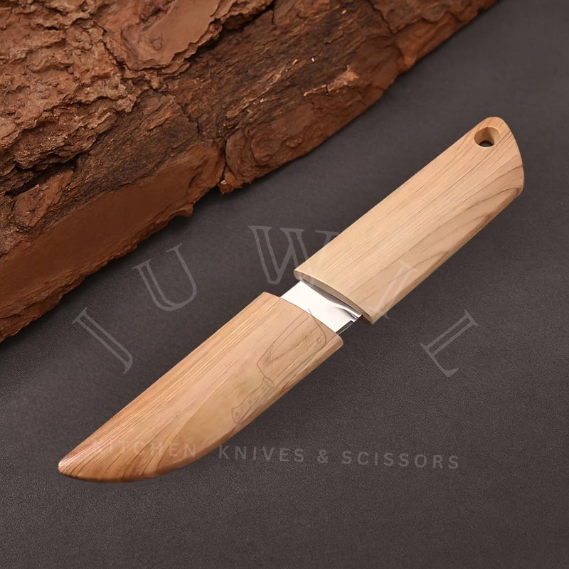 JUWIL سكين مطبخ ثابتة من الفولاذ المقاوم للصدأ مع مقبض ABS وغطاء واقي، شفرة حادة متعددة الاستخدامات للمطبخ، والأنشطة الخارجية، والشواء، والاستخدامات العامة، تصميم متين ومقاوم للصدأ وآمن وأنيق - Image 4