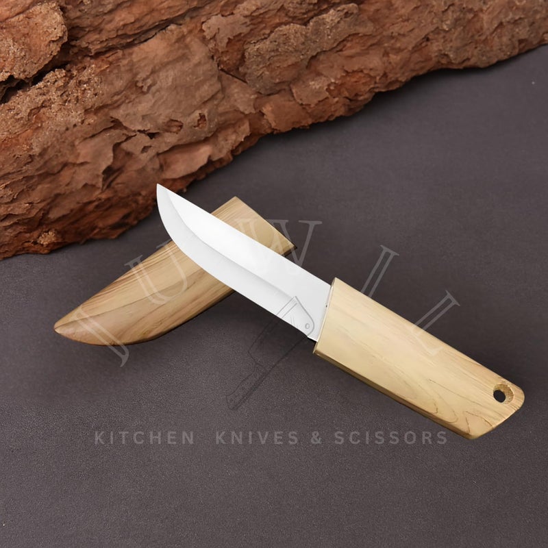 JUWIL سكين مطبخ ثابتة من الفولاذ المقاوم للصدأ مع مقبض ABS وغطاء واقي، شفرة حادة متعددة الاستخدامات للمطبخ، والأنشطة الخارجية، والشواء، والاستخدامات العامة، تصميم متين ومقاوم للصدأ وآمن وأنيق - Image 5