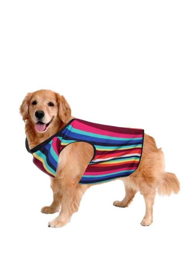 Sage Square Funky Soft Material Dog T-Shirt | Cool/Funky Print Pet | Soft Light Weight | Comfortable & Breathable Dog Clothing | Trendy Vest Outfit (Xlarge - 26 Inch) (Colorfull Stripes Print) - Image 1
