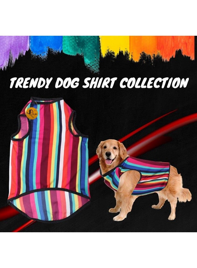 Sage Square Funky Soft Material Dog T-Shirt | Cool/Funky Print Pet | Soft Light Weight | Comfortable & Breathable Dog Clothing | Trendy Vest Outfit (Xlarge - 26 Inch) (Colorfull Stripes Print) - Image 2