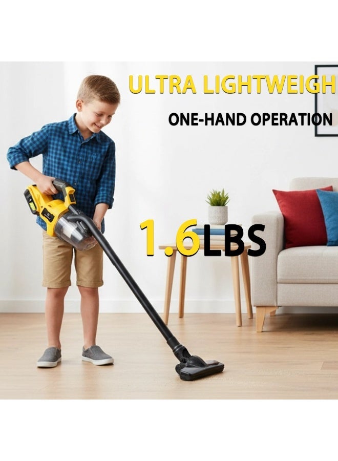 جيرزون مكنسة جير زون 5 في 1 لاسلكية مع بطاريتين 21 فولت 4.0 أمبير، منظف كهربائي محمول باليد مع محرك قوي 800 وات، 46 قدم مكعب في الدقيقة محمول مع فلتر HEPA للأرضيات والسجاد والسيارات - أصفر - Image 3