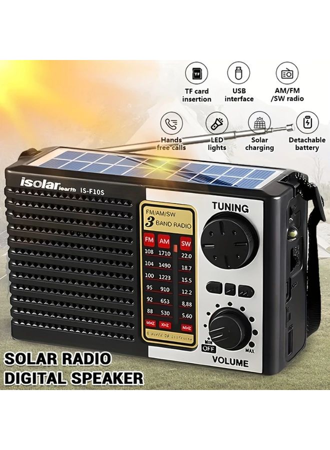 1pc Solar Radio Rechargeable Portable Speaker FM AM MP3 Player Flashlight For Outdoor Emergency Camping - Image 1
