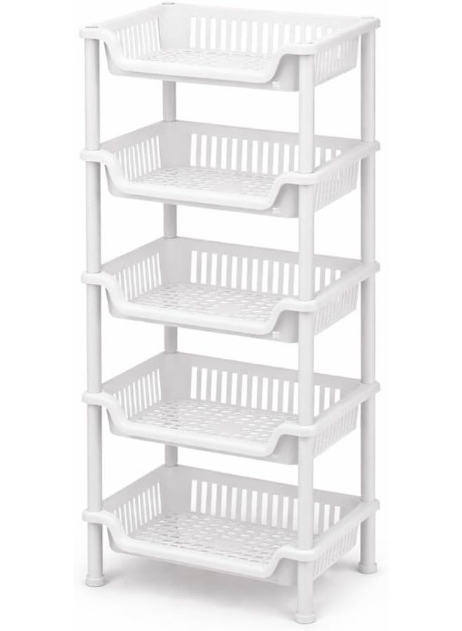 Master Gold Plastic Kitchen Vegetable Storage Rack | Multi-Use Potato Onion Garlic Organizer | Practical Floor Basket for Home (White, 5) - Image 1