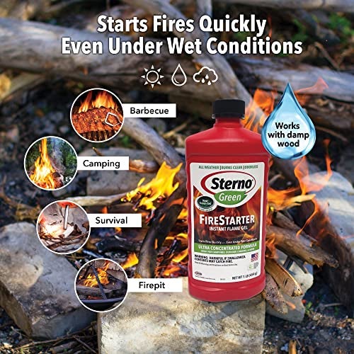 Sterno Charcoal Lighter Fluid, Fire Starter Gel for Pellet Stoves, BBQ Grilling, Campfire, Ethanol Clean Burning Instant Flame - Ultra-Concentrated, All-Weather for Indoor & Outdoor - 6-Pack, 16oz - Image 3