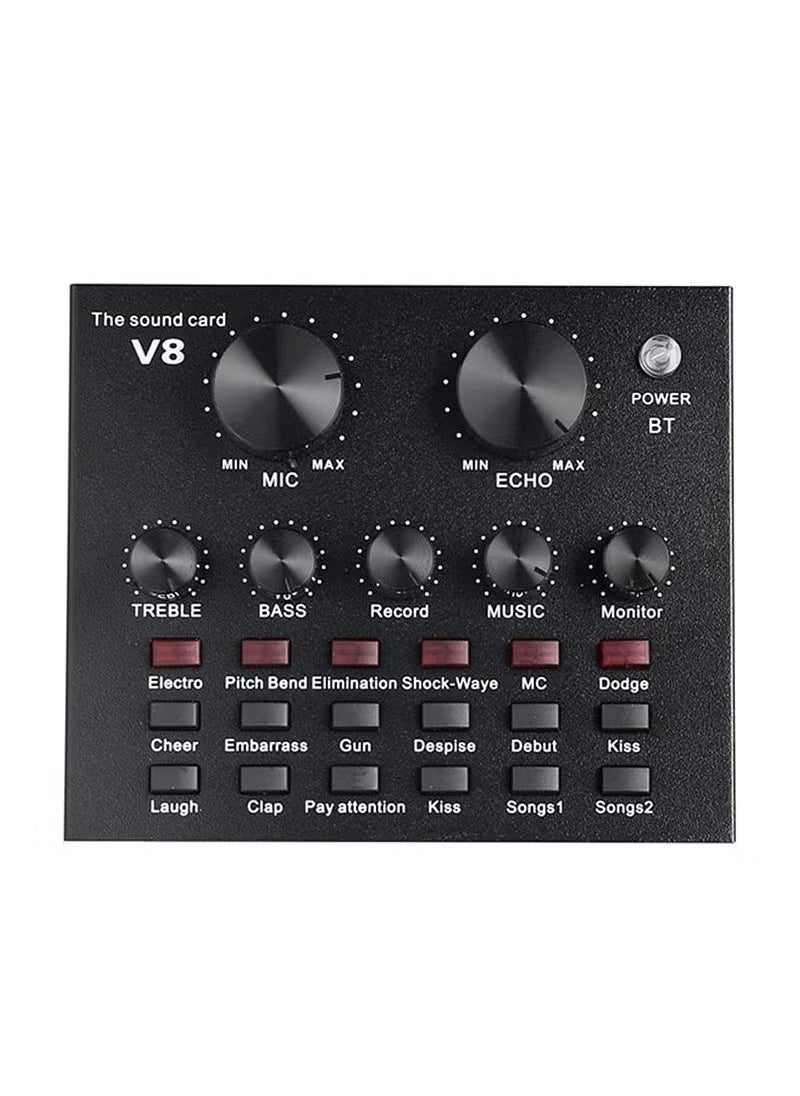 TIGER V8 Sound Card with Bluetooth, Mixer Board, Voice Changer & Live Sound Card – Professional Audio Interface for Streaming, Karaoke, Music Production, and Live Shows  - Image 1