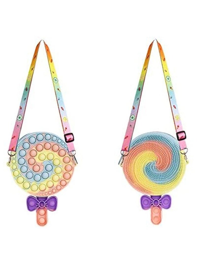 إستيل حقيبة كتف بوب فيدجيت تويز إت لولي بوب ، ألعاب بوب فيدجيت إيت بورس بوبر دفع فقاعات فيدجيت ، ألعاب تخفيف التوتر للأطفال ، اللوازم المدرسية ، حقيبة الظهر للبنات - Image 1