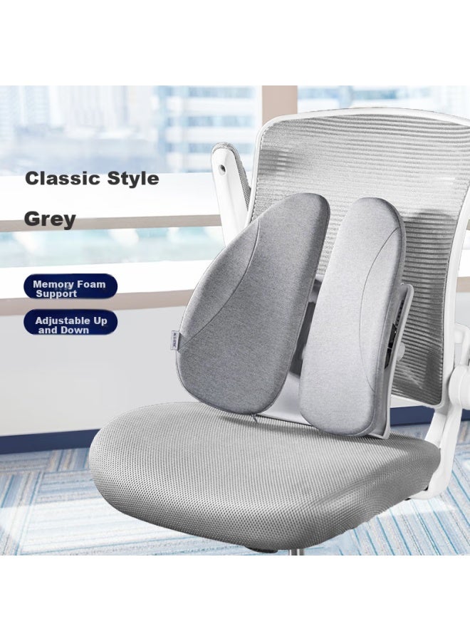 Jago Jiaao Ergonomic Lumbar Support Cushion, Office Back Support Pad, Chair Cushion For Long Sitting, Adjustable Seat Cushion For Work, Gray - Image 1