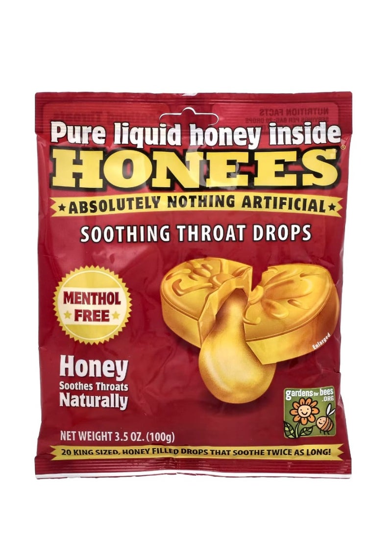 Honees Soothing Throat Drops Honey 20 King Size Drops 3.5 oz (100 g) - Image 1