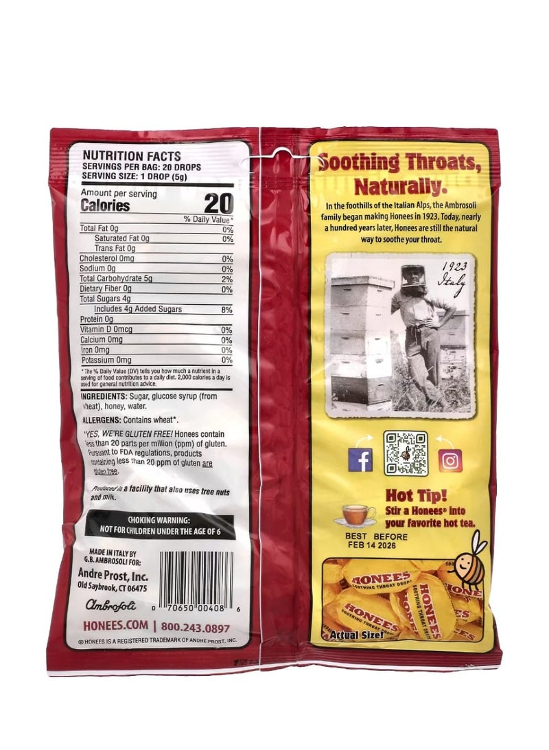Honees Soothing Throat Drops Honey 20 King Size Drops 3.5 oz (100 g) - Image 2