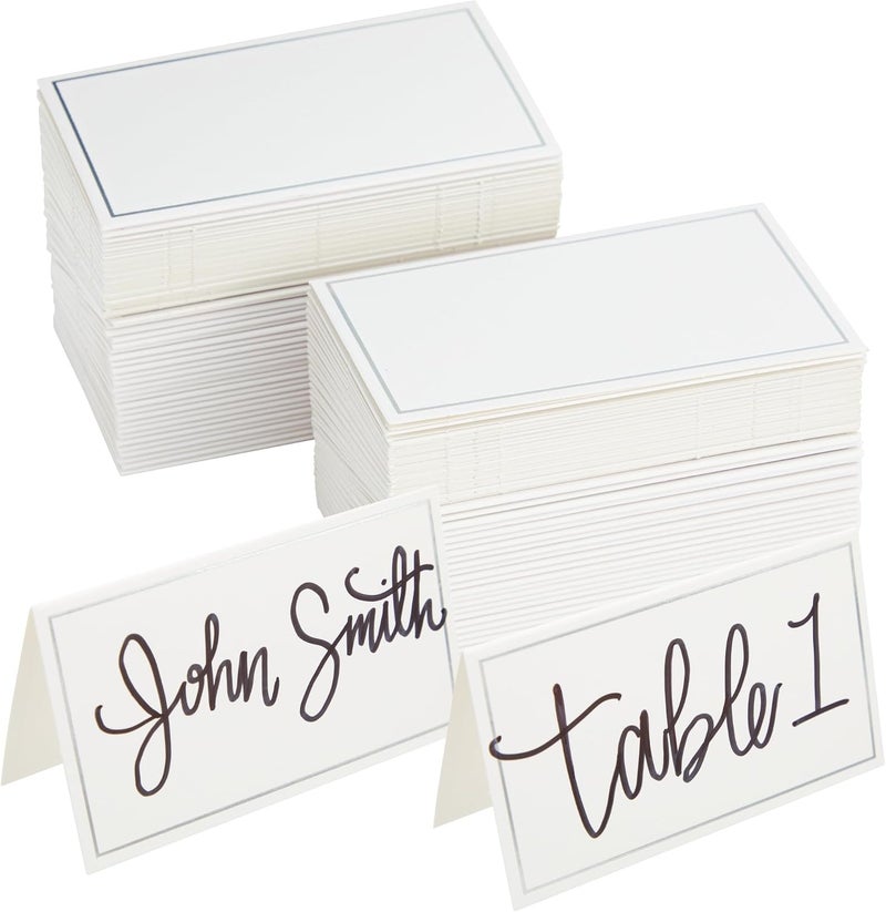 Best Paper Greetings Juvale Place Cards with Silver Foil Border - Pack of 100 - Image 1