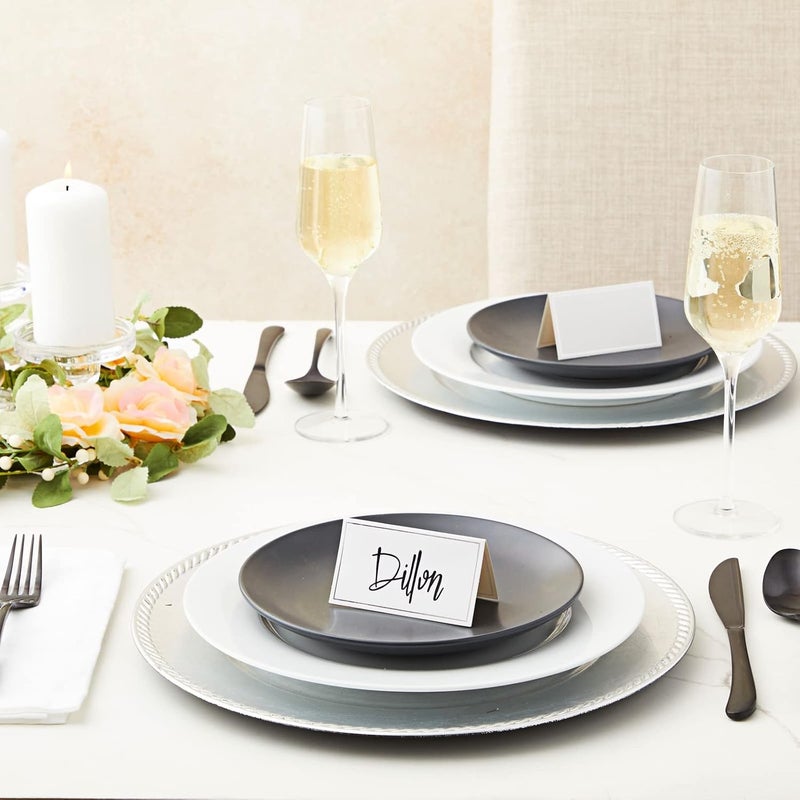Best Paper Greetings Juvale Place Cards with Silver Foil Border - Pack of 100 - Image 3