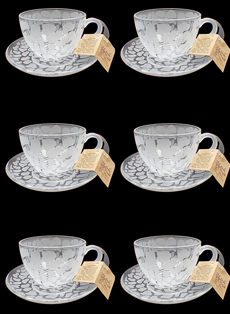 KuduArts Tea cups with saucer glass set 6 pieces - Image 1