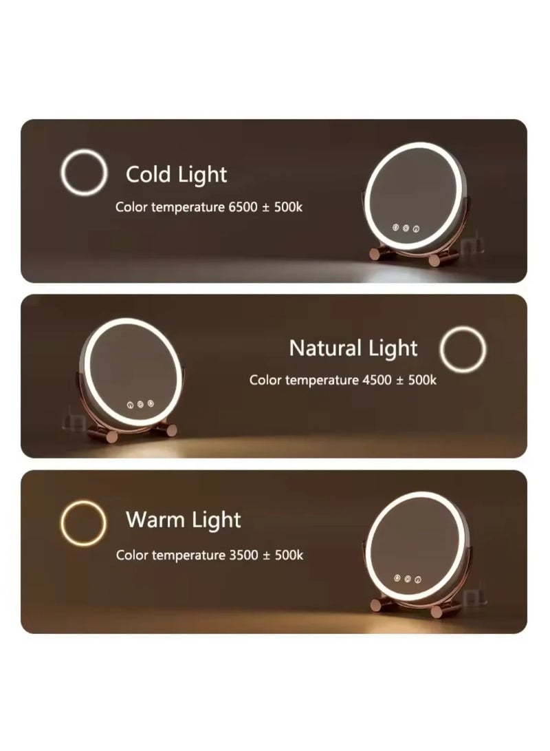 معرض الخليج مرآة زينة بإضاءة LED مع تحكم باللمس وإمكانية تعديل شدة الإضاءة - مرآة مكياج على طراز هوليوود، مرآة تجميل مكتبية قابلة للدوران 360 درجة لطاولة الزينة - Image 2