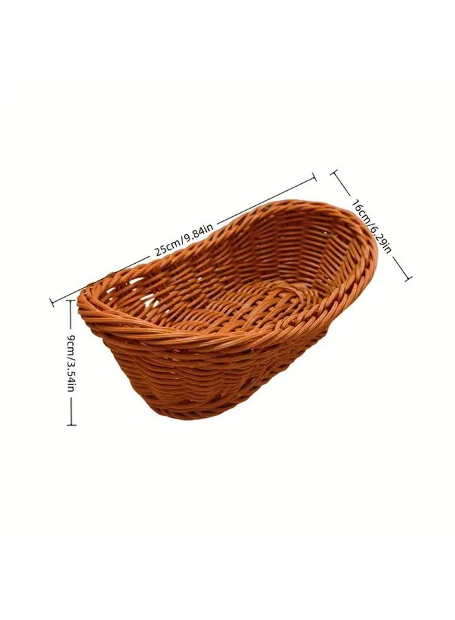Log Color Oval Rattan Storage Basket Organizer For Fruits Vegetables Home - Image 4