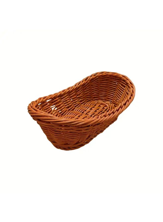 Log Color Oval Rattan Storage Basket Organizer For Fruits Vegetables Home - Image 5
