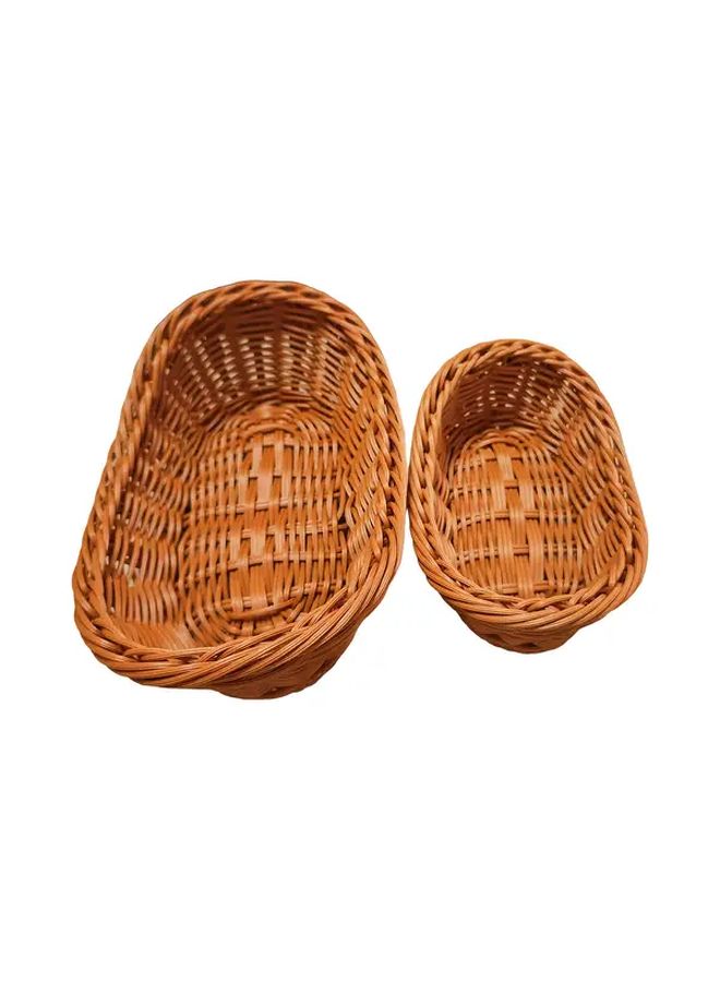 Log Color Oval Rattan Storage Basket Organizer For Fruits Vegetables Home - Image 1