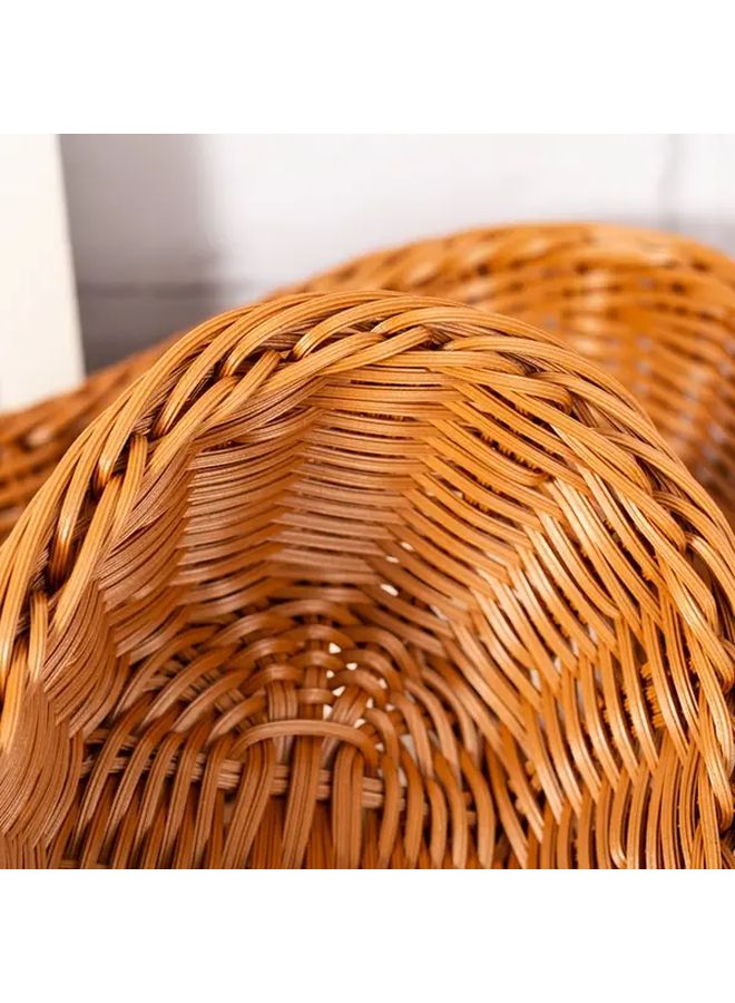 Log Color Oval Rattan Storage Basket Organizer For Fruits Vegetables Home - Image 2