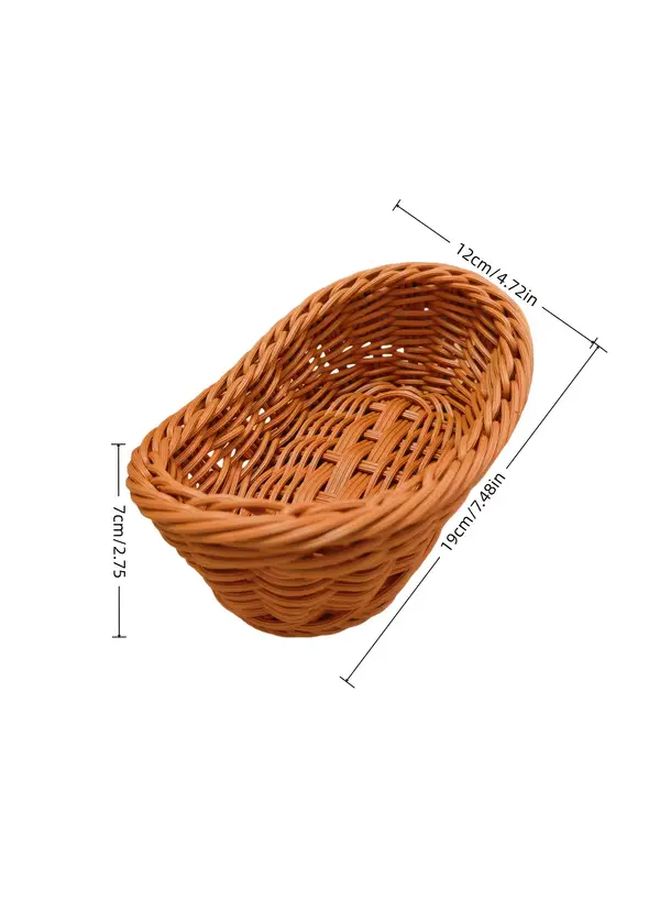 Log Color Oval Rattan Storage Basket Organizer For Fruits Vegetables Home - Image 3