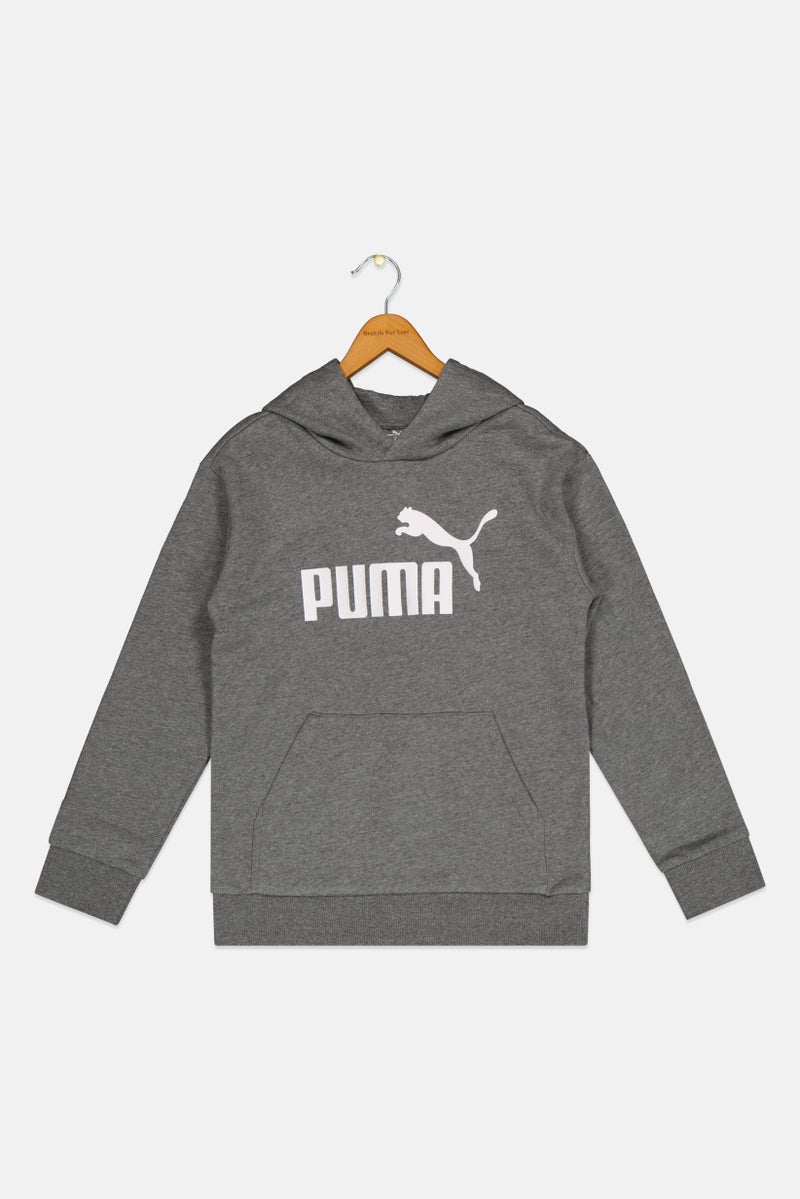 PUMA Kids Boy Long Sleeve Outdoor Sweatshirts, Grey/White - Image 1