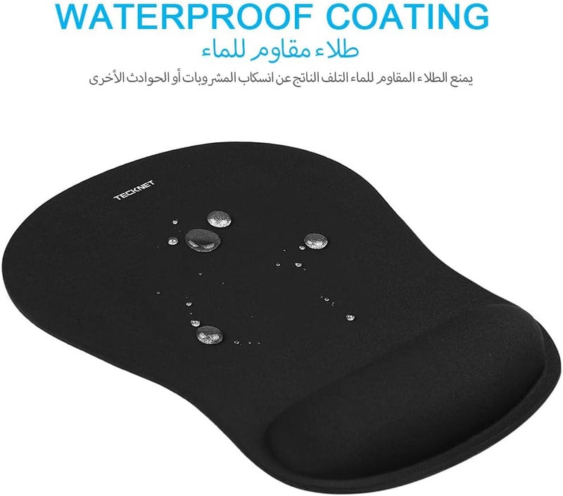 TECKNET Mouse Pad with Wrist Support, Ergonomic Gaming Mouse Pad Pain Relief, Portable Comfortable Mousepad for Computer, Laptop, Office, Home and Travel, Non-Slip Base, Waterproof Surface, Black - Image 5