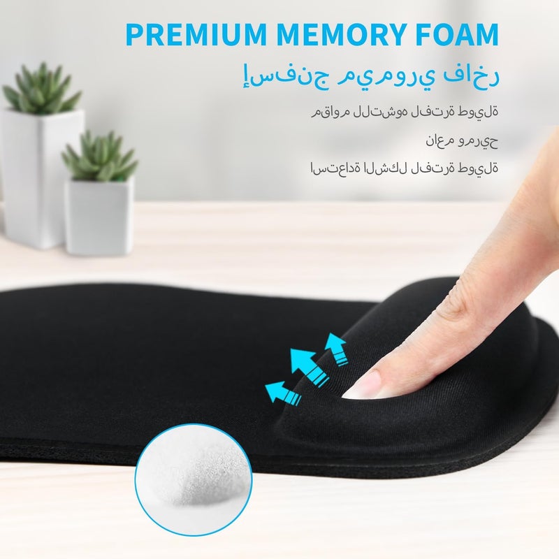 TECKNET Mouse Pad with Wrist Support, Ergonomic Gaming Mouse Pad Pain Relief, Portable Comfortable Mousepad for Computer, Laptop, Office, Home and Travel, Non-Slip Base, Waterproof Surface, Black - Image 4