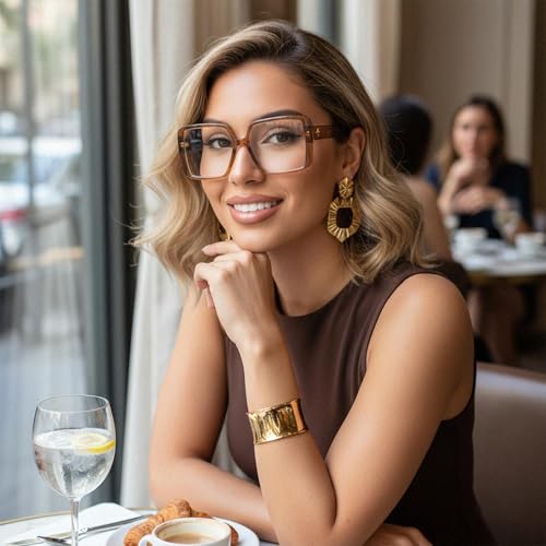 VISOONE Oversized TR90 Blue Light Blocking Glasses Fashion Accessories Non Prescription for Women Harvard - Image 2