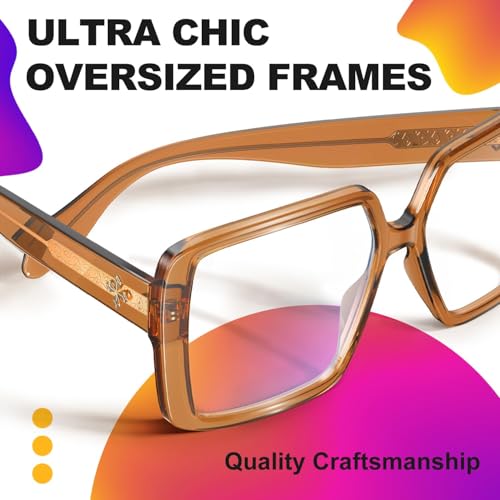 VISOONE Oversized TR90 Blue Light Blocking Glasses Fashion Accessories Non Prescription for Women Harvard - Image 5