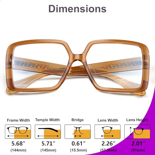 VISOONE Oversized TR90 Blue Light Blocking Glasses Fashion Accessories Non Prescription for Women Harvard - Image 3