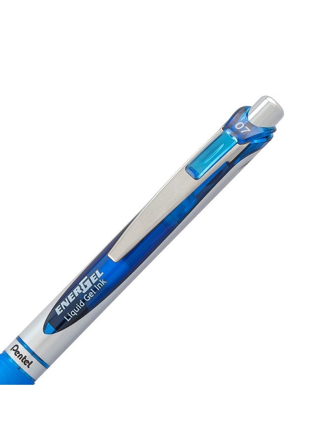 Pentel Energel 0.7 Mm Rtx Retractable Liquid Gel Pen, Bulk Combo Pack Of 6 Black Ink & 6 Blue Ink Metal (Total Of 12 Deluxe Pens In Box) Medium Line, Metal Tip Pens - Image 4