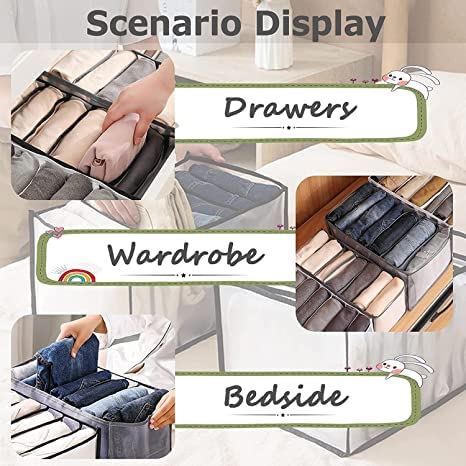 Flywind 7 Compartment Transparent Clothes Storage Organiser Heavy Quality Organisers Storage for Wardrobe Cloth Organizer Storage Box Wardrobe Organizer for Storage Clothes Pack Of 1 - Image 4