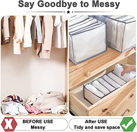 Flywind 7 Compartment Transparent Clothes Storage Organiser Heavy Quality Organisers Storage for Wardrobe Cloth Organizer Storage Box Wardrobe Organizer for Storage Clothes Pack Of 1 - Image 5