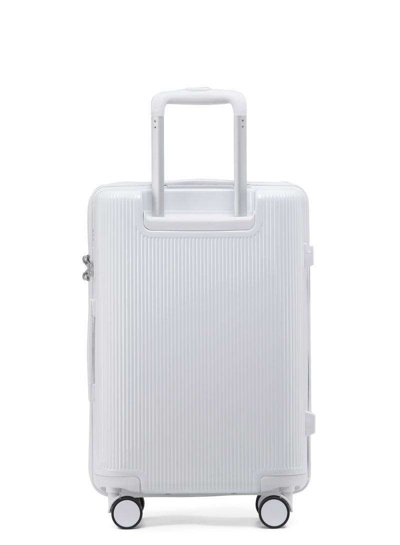 LIGHTGO 7624 white color 24" Suitcase luggage check in luggage with TSA Lock travel case YKK zipper with power bank pocket 100% PC light weight luggage