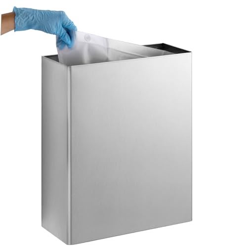Bobrick SurfaceMounted Waste Receptacle 64gallon Capacity SatinFinish Stainless Steel Open Top Design with Removable Vinyl Liner 14 W x 18 H x 6 D Model B279 - Image 1