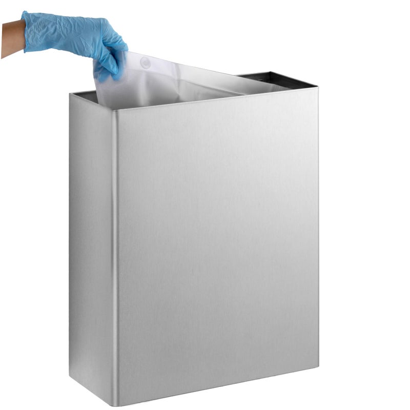 Bobrick SurfaceMounted Waste Receptacle 64gallon Capacity SatinFinish Stainless Steel Open Top Design with Removable Vinyl Liner 14 W x 18 H x 6 D Model B279 - Image 2
