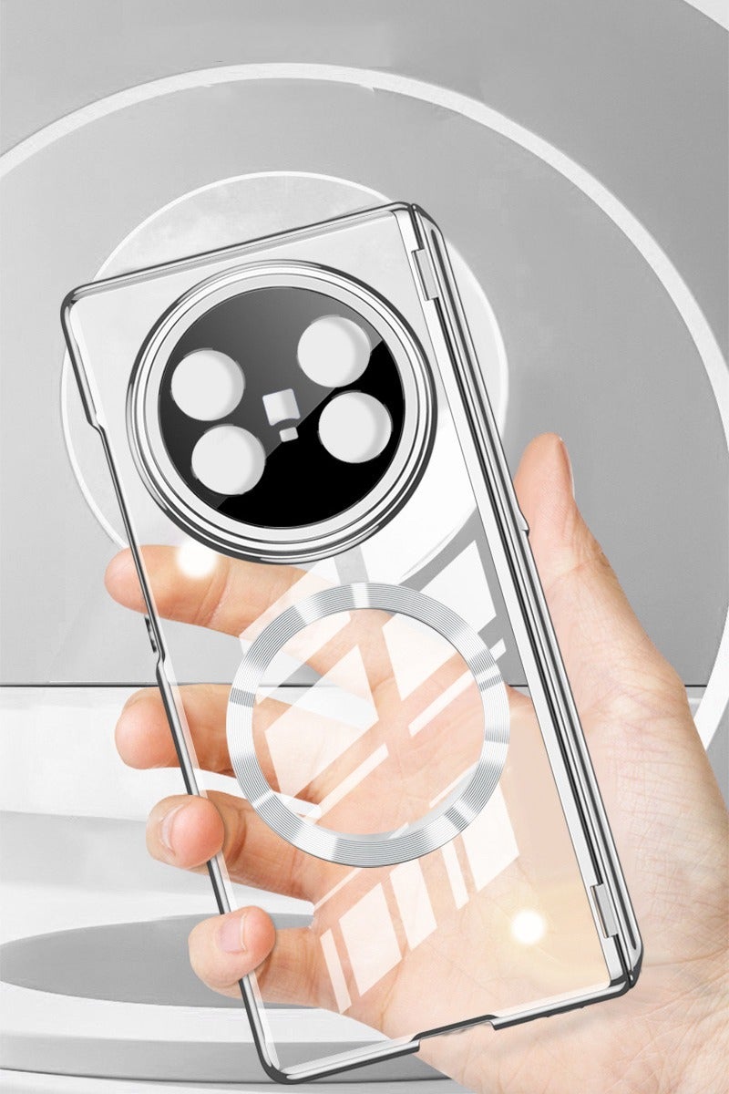 عام غطاء مغناطيسي شفاف لجهاز فيفو اكس فولد 5 جي، مزود بحامي شاشة مدمج ويدعم الشحن اللاسلكي، مع حماية للمفصلة ومقاوم للصدمات وحامل دوار 360 درجة. - Image 3