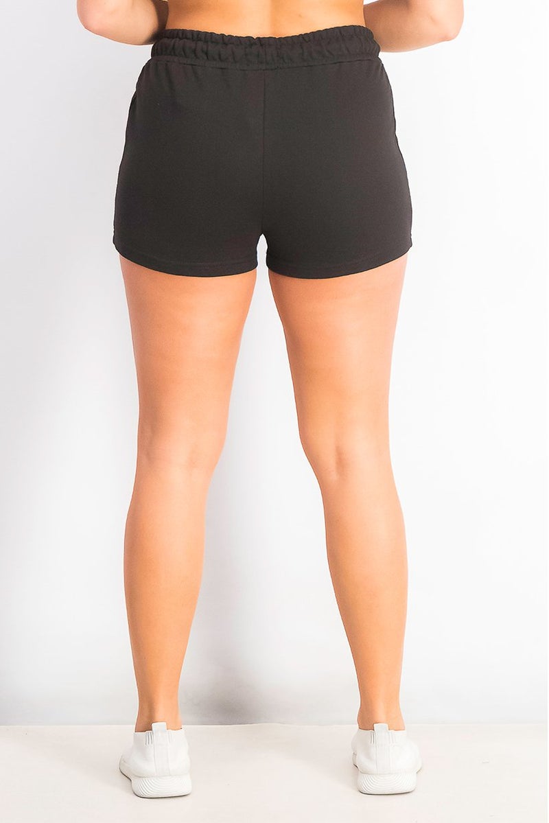 Bench Women Graphic Drawstring Basic Shorts, Black - Image 2