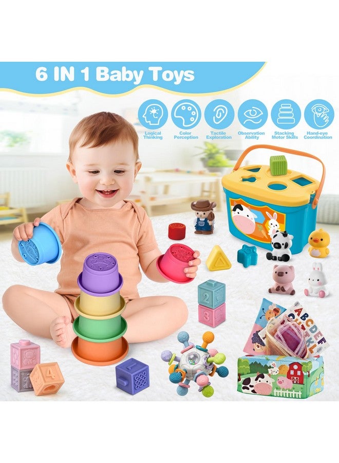 spring flower Baby Toys, 0-6 6-12months Baby Toys for Toddlers, Infant Gifts for Toddlers, Teething & Stacking Building Block Cups & Tissue Box & Sensory Bin for Development 6 in 1 Montessori Infant - Image 3
