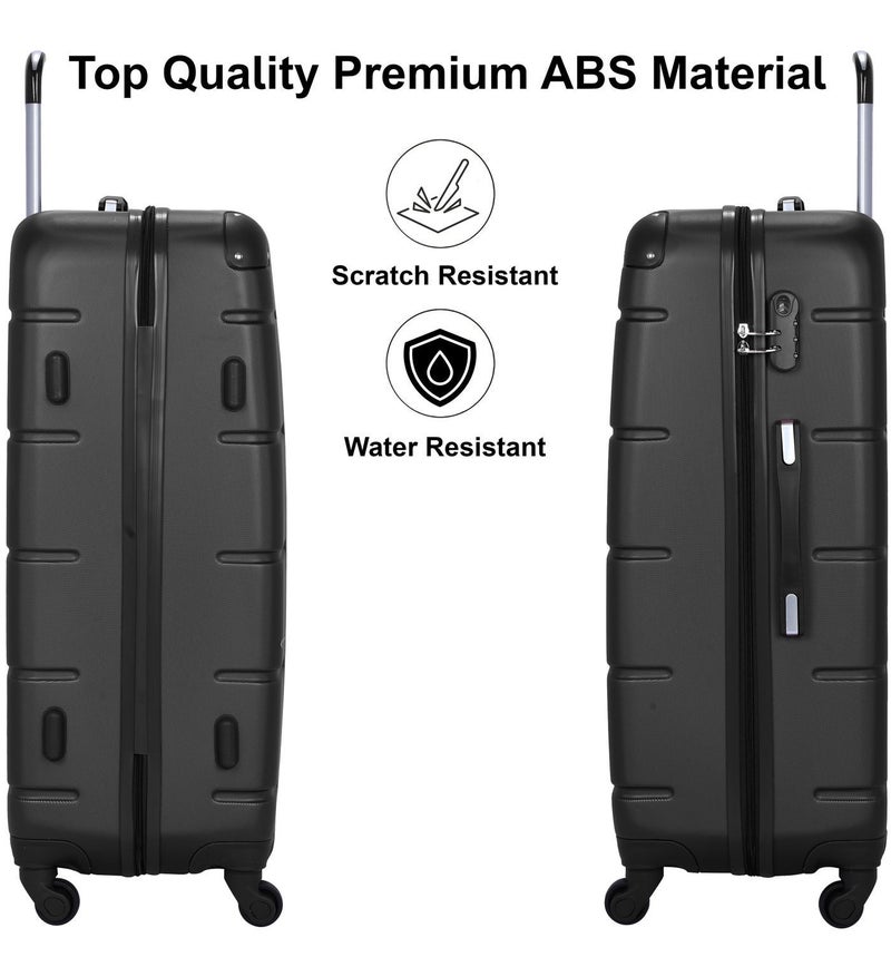 SENATOR Hard Case Travel Bags Trolley Luggage Set of 3 ABS Lightweight Suitcase with 4 Spinner Wheels A1012, Black - Image 4