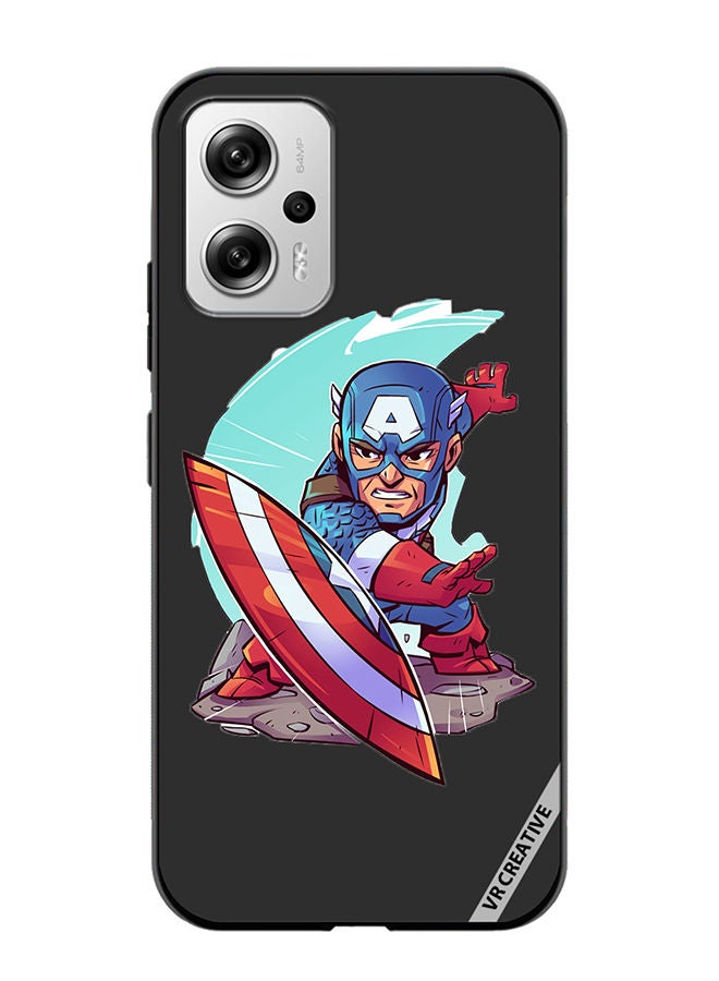 Protective Case Cover For Xiaomi Redmi Note 11T Pro Superhero Captain America Design Multicolour